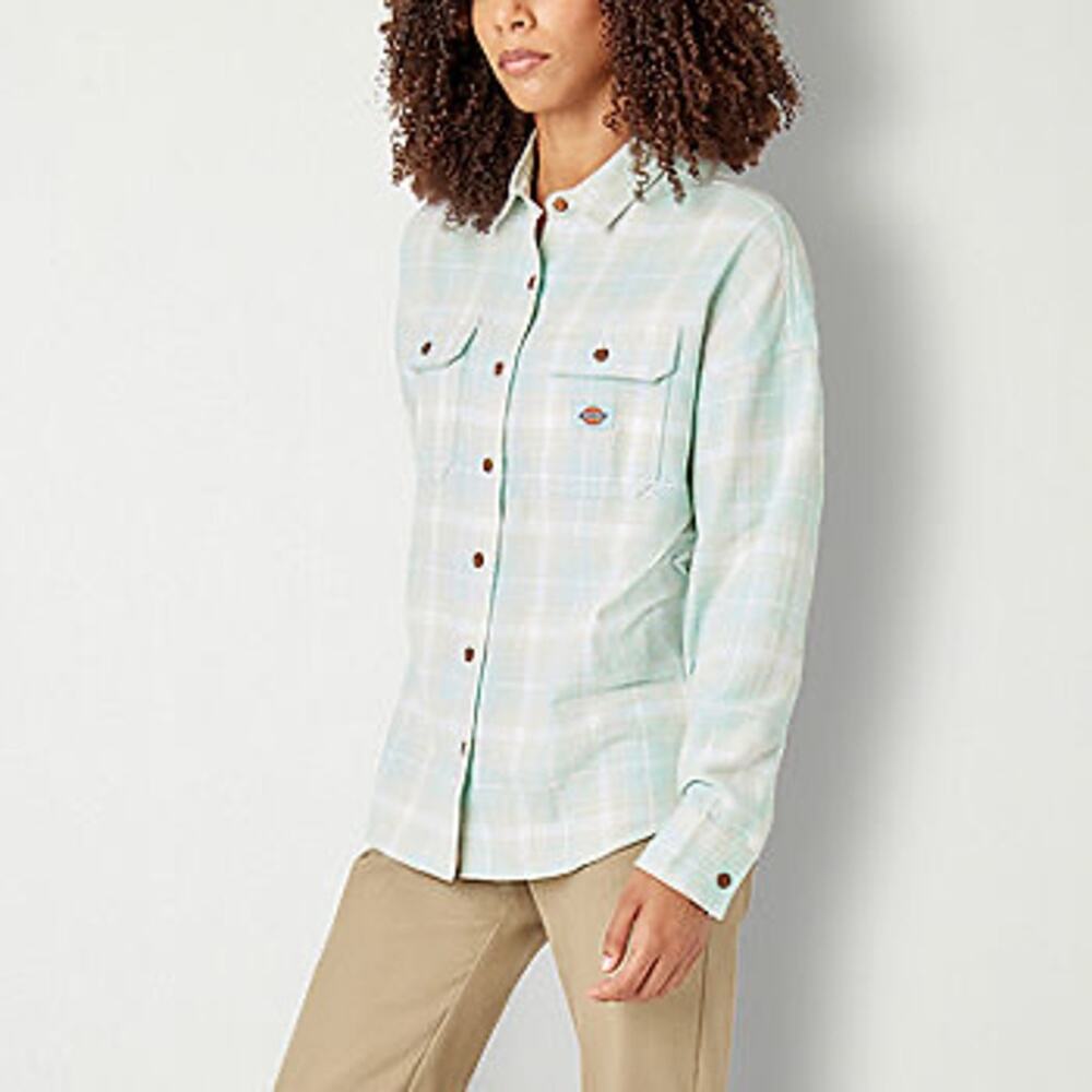 Dickies Womens Long Sleeve Loose Fit Button-Down Shirt XL - Picture 2 of 9